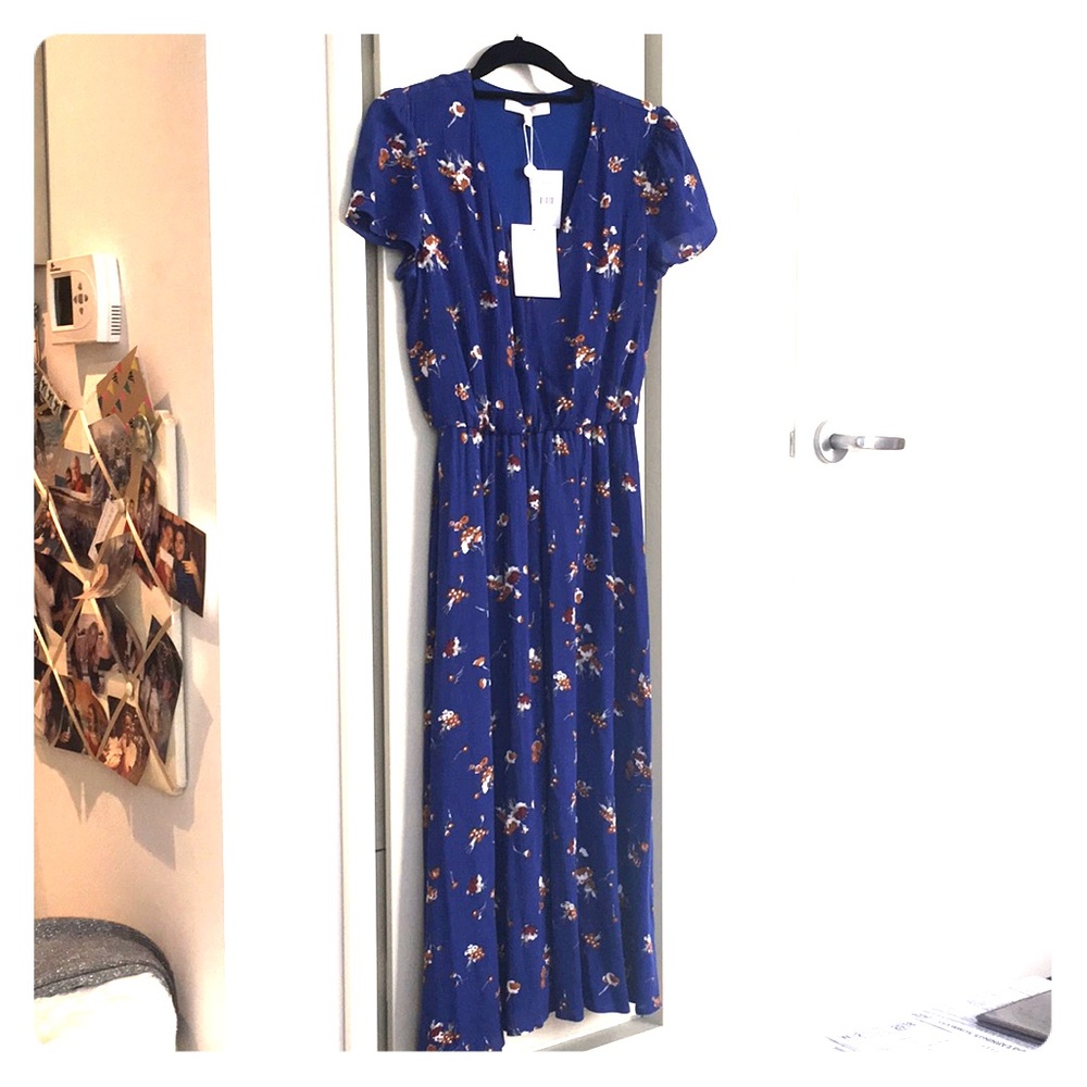 WAYF Midi dress - Small - Blu Mzrine FLR
